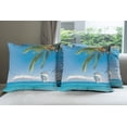 thumbnail image 6 of Ambesonne Tropical Throw Pillow Cover 4 Pack, Cruise Ship Palm Tree, 18", Turquoise Green, 6 of 7