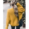 thumbnail image 2 of Women's Oversized Sweaters Batwing Sleeve Mock Neck Jumper Tops Chunky Knit Pullover Sweater, 2 of 11