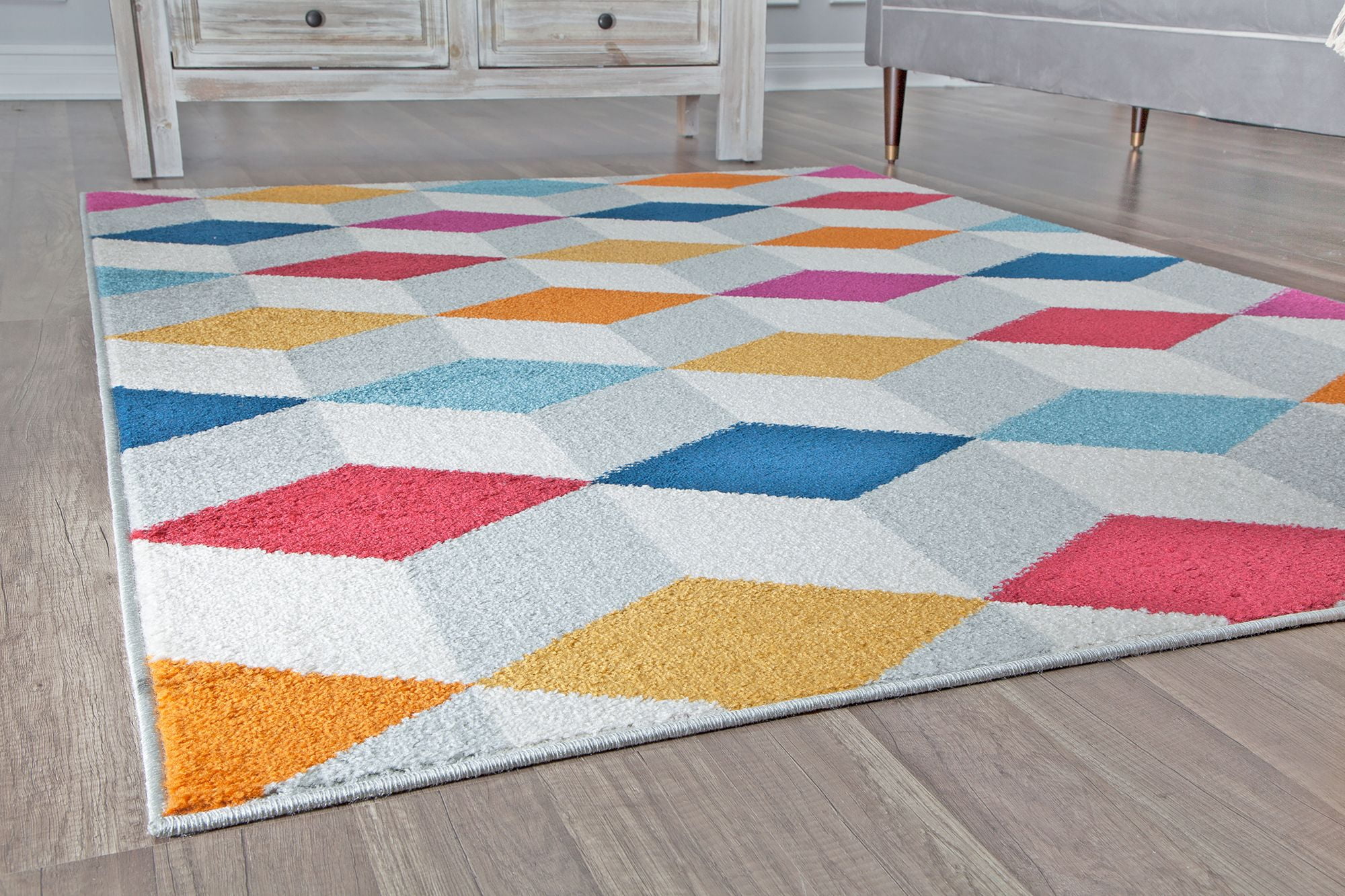 Rugs America Mika MO20A Earl Grey Geometric Contemporary Multi Area Rug, 8'x10'