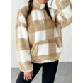 thumbnail image 6 of Under 10 dollars! Womens Fuzzy Fleece Plaid Pullover Quarter Zip Long Sleeve Fluffy Sweatshirts Loose Casual Cozy Warm Coat with Pocket, 6 of 8