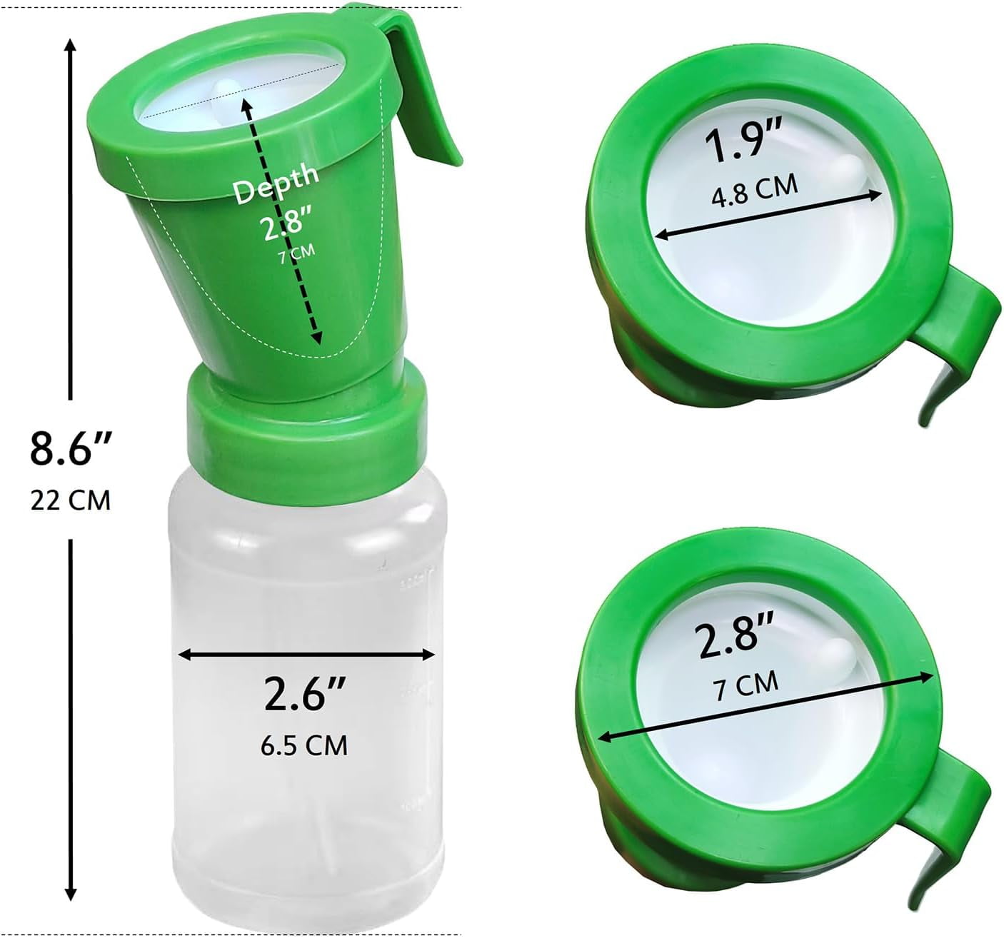 ABCISI 2 Pack Teat Dip Cup, Non Reflow Nipple Cleaning Disinfection, Portable Dip Cup for Cow Sheep Goat, Non-Return Teat Dipper - 10 fl oz (Green)