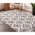 thumbnail image 2 of Superior Evren Hand-Tufted Cotton/Wool Textured Geometric Tan/Chocolate Farmhouse Area Rug, 6' x 9', 2 of 7