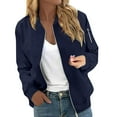 thumbnail image 3 of Duoif Womens Jacket, Women's Jacket Casual Coat Zip up Outerwear Windbreaker with Pockets Jackets for Women Navy M, 3 of 9