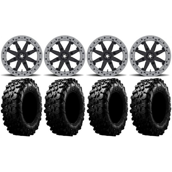 MSA Lok2 Beadlock 14" UTV Wheels 30" Carnivore Tires Kawasaki Teryx Mule
