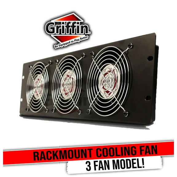 Rackmount Exhaust Cooling Fan by Griffin - 3U Ultra-Quiet Triple Fans - Keep Studio Equipment Gear Cool Rack Mount on Network IT Server - UL Approved Temperature Control Panel for DJ PA AMP Cabinet
