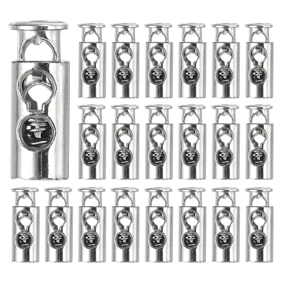 Uxcell Plastic Spring Cord Locks, 35Pcs Elastic Toggle Stop Slider Clamp Dual Hole Adjuster Fastener String Lock Replacement for Drawstring Shoelaces Paracord Clothing Decoration, White
