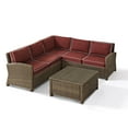 thumbnail image 3 of Crosley Furniture Bradenton 4-Piece Outdoor Wicker Seating Set with Sangria Cushions - Right Corner Loveseat, Left Corner Loveseat, Corner Chair, Sectional Glass Top Coffee Table, 3 of 20