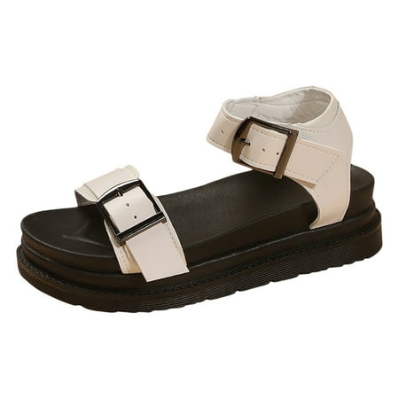 

RUICUW Large Size Women s Shoes Thick Sole Solid Color Platform Soft Sole Roman Sandals Beach Casual