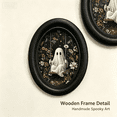 thumbnail image 5 of Vintage Halloween Ghost Wall Art, Oval Framed Spooky Decor, Rustic Farmhouse Style for Living Room & Entryway, Seasonal Home Decoration for Halloween Lovers, 5 of 7
