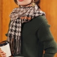 thumbnail image 5 of Bibifish womens Houndstooth Scarf Warm Classic Retro Pattern Fringed Hem Thick Textured Neck Wrap Winter fall outings & Commute Outfits, 5 of 5