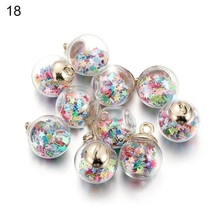 

LEZHAN 10Pcs Glass Balls Eye-catching Mini Glass Clear Beads Charms Pendants for Home