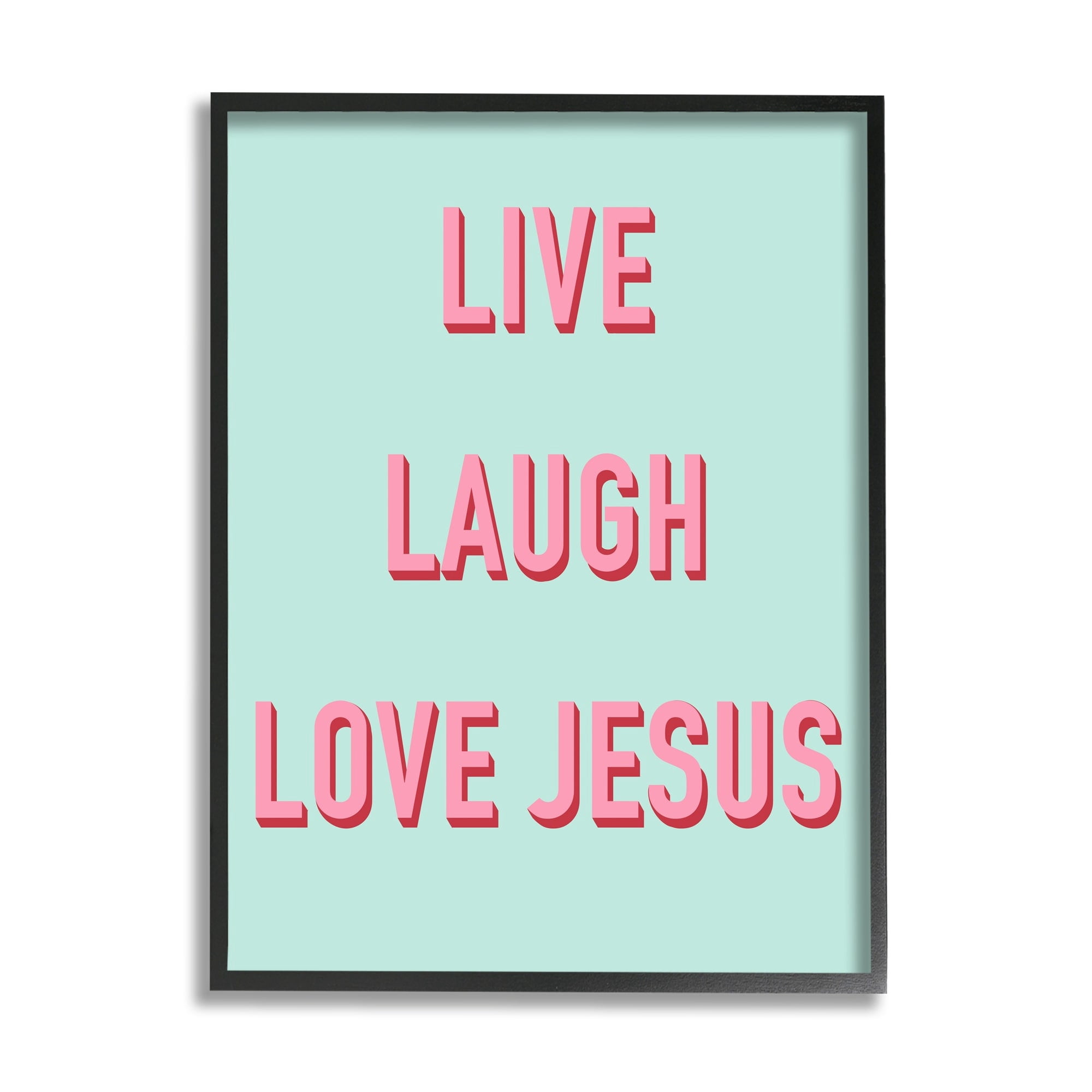 Stupell Industries Live Laugh Love Jesus Phrase Religious Painting Gray Framed Art Print Wall Art