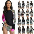 thumbnail image 2 of Lishi Geometric Two-Piece Swimsuit with UV Protection - Women's Long Sleeve Rash Guard and Shorts Set, 2 of 5