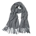 thumbnail image 2 of Bufanda de Lana Pashimina Larga con Borlas Color Chal Manta Elegante Regalo Navidad para Mujer gris Soledad Bufanda con envoltura de mantón, 2 of 8