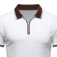 thumbnail image 4 of Antinious Men Solid Knit Zip Collar Pullover Short Sleeve Business Versatile Casual Tops, 4 of 5