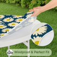 thumbnail image 5 of Round Tablecloth with Elastic Edge, Daisy Print for Kitchen or Patio Use, Water-Resistant Fabric, Fits 44-52 Inch, 5 of 7