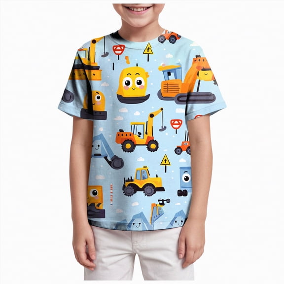 JUMEYU Shirt Boys Boys' Classic T-Shirt, Print & Baseball Designs, Crew Neck Size 10-11 (Sky Blue,10-11 Years)