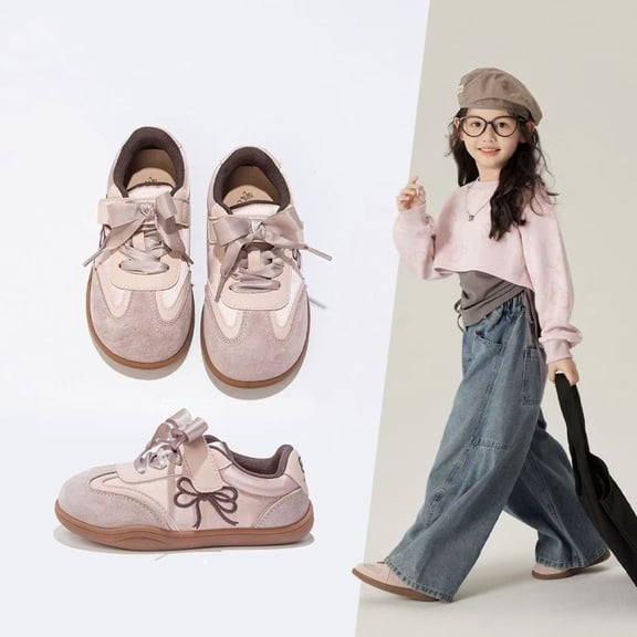 Girls Toddler Fashion Retro Sneakers Casual Trendy Walking Shoes Non Slip Comfortable Classic Running Hook and Loop Sneakers Pink Size 1 Big Kid