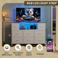 thumbnail image 4 of GALAXHERO 8-Drawer Dressers for Bedroom, Dresser TV Stand for 55'' TV with LED Lights and Power Outlets, Fabric Chest of Drawers for Living Room, Entryway, White, 4 of 9