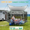 thumbnail image 4 of COBlZl 12'x12' Pop Up Gazebo 6-Sided Screen House Tent for Camping, Outdoor Instant Stargazing Gazebo Canopy with Awning 2.0,Portable Hub Tent with Removable Sidewalls,Screen Tent for Backyard,Gray, 4 of 13