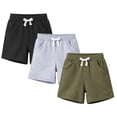 thumbnail image 3 of HILEELANG Toddler Boys' Cotton Shorts 3-Pack with Pockets, Grey/Black/Olive Green, Size 5 Years, 3 of 11