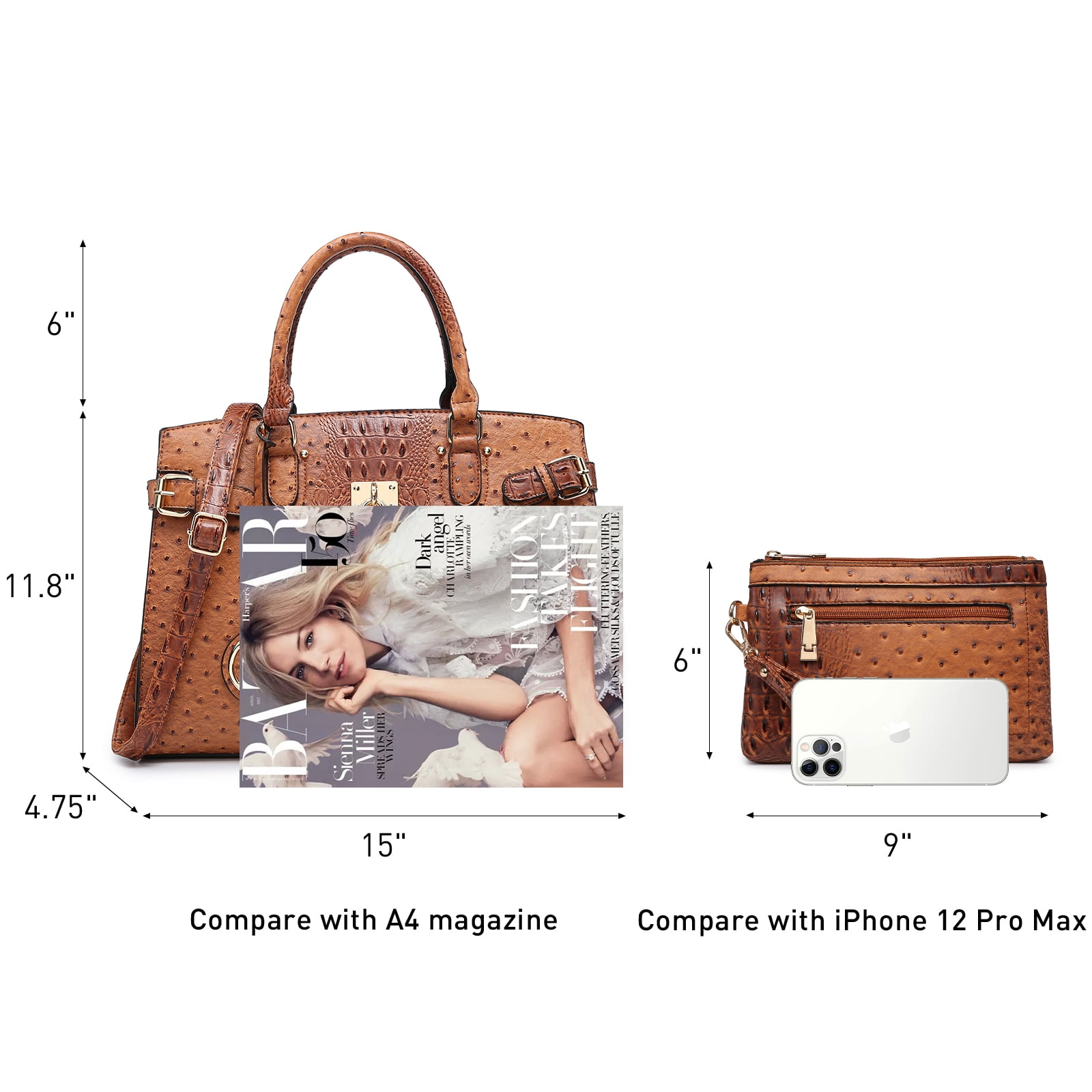 Top Handle Tote Handbags Work Shoulder Bags with Matching Wristlet Wallet for Women