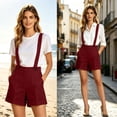 thumbnail image 6 of FAVIPT Casual Work Shorts for Women Pull On Removable Suspenders Pockets Shorts High Waisted Business Office Dress Shorts 2026 Wine,S, 6 of 8