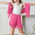 thumbnail image 6 of ZACPNCV Girls 2 Piece Outfits Fall Fringe Suede Vest and Shorts Set Tassel Sleeveless Jackets with High Waist Shorts Hot Pink 7-8 Years, 6 of 9