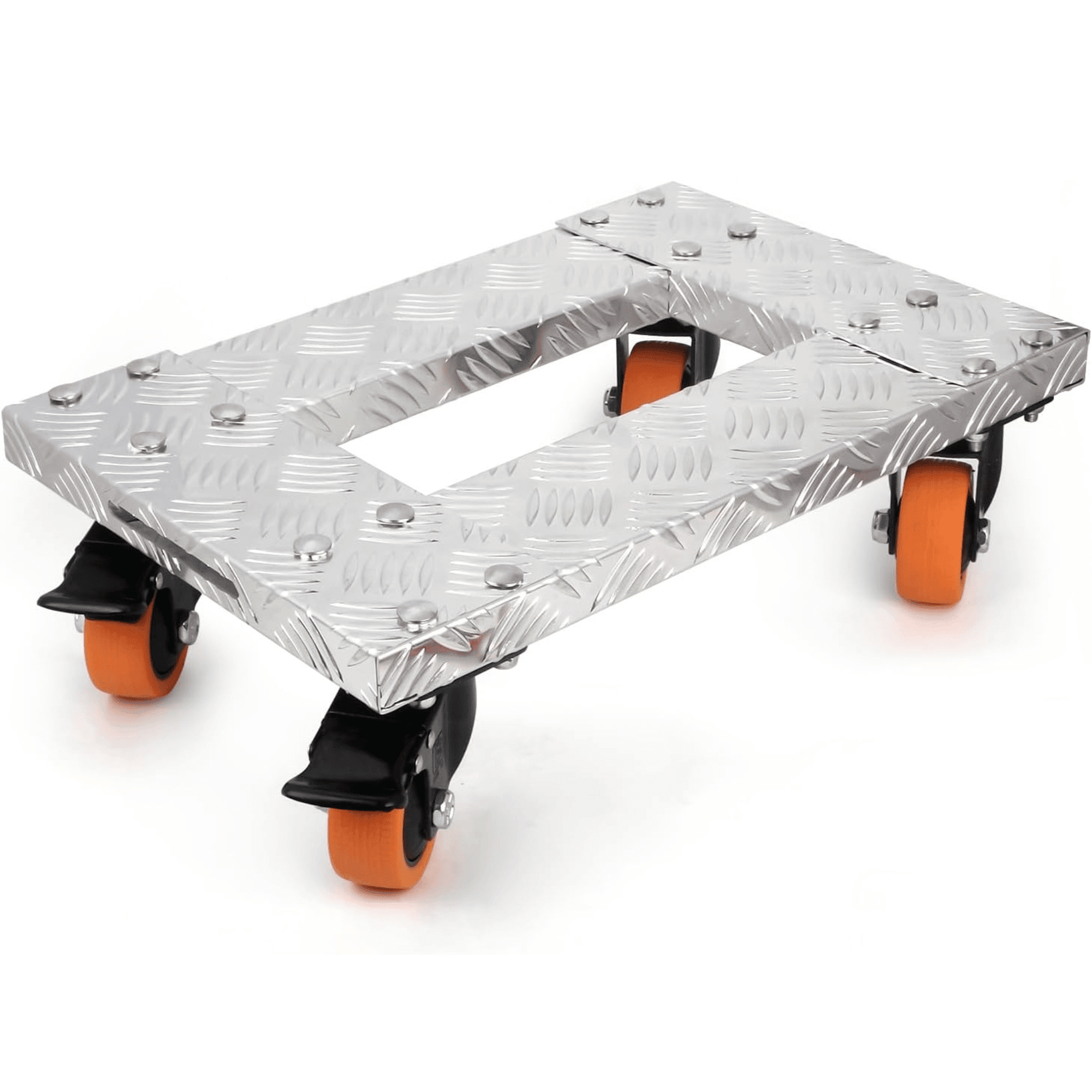 Heavy Duty Furniture Dolly, 18" x 12" Aluminum Moving Cart with 3" TPU Swivel Casters & Brakes, 800 lbs Capacity