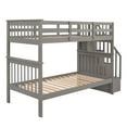 thumbnail image 6 of Harper & Bright Designs Stairway Twin Over Twin Bunk Bed with Storage Shelves, Wooden Twin Size Bunk Bedframe with Guard Rail for Bedroom Dorm, Gray, 6 of 11
