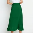 thumbnail image 6 of AherBiu Summer Skirts for Women High Waisted Wrap-Tie Ruffle Slit Boho Beach Skirt Ankle Length, 6 of 7