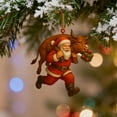 thumbnail image 6 of Christmas Santa Claus Pendant, Santa Claus and Cow with Christmas Gift Box, Fun Christmas Themed Hanging Ornaments, 6 of 6