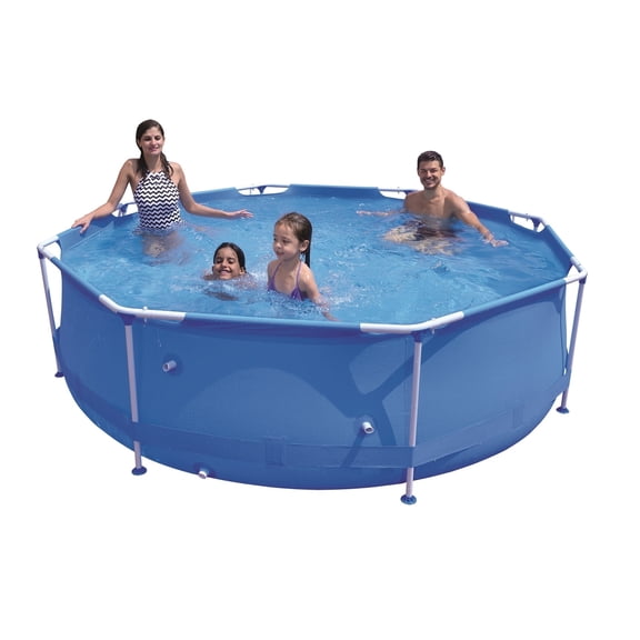 Honeydrill 10ft x 30in Metal Frame Above Ground Swimming Pool, Round