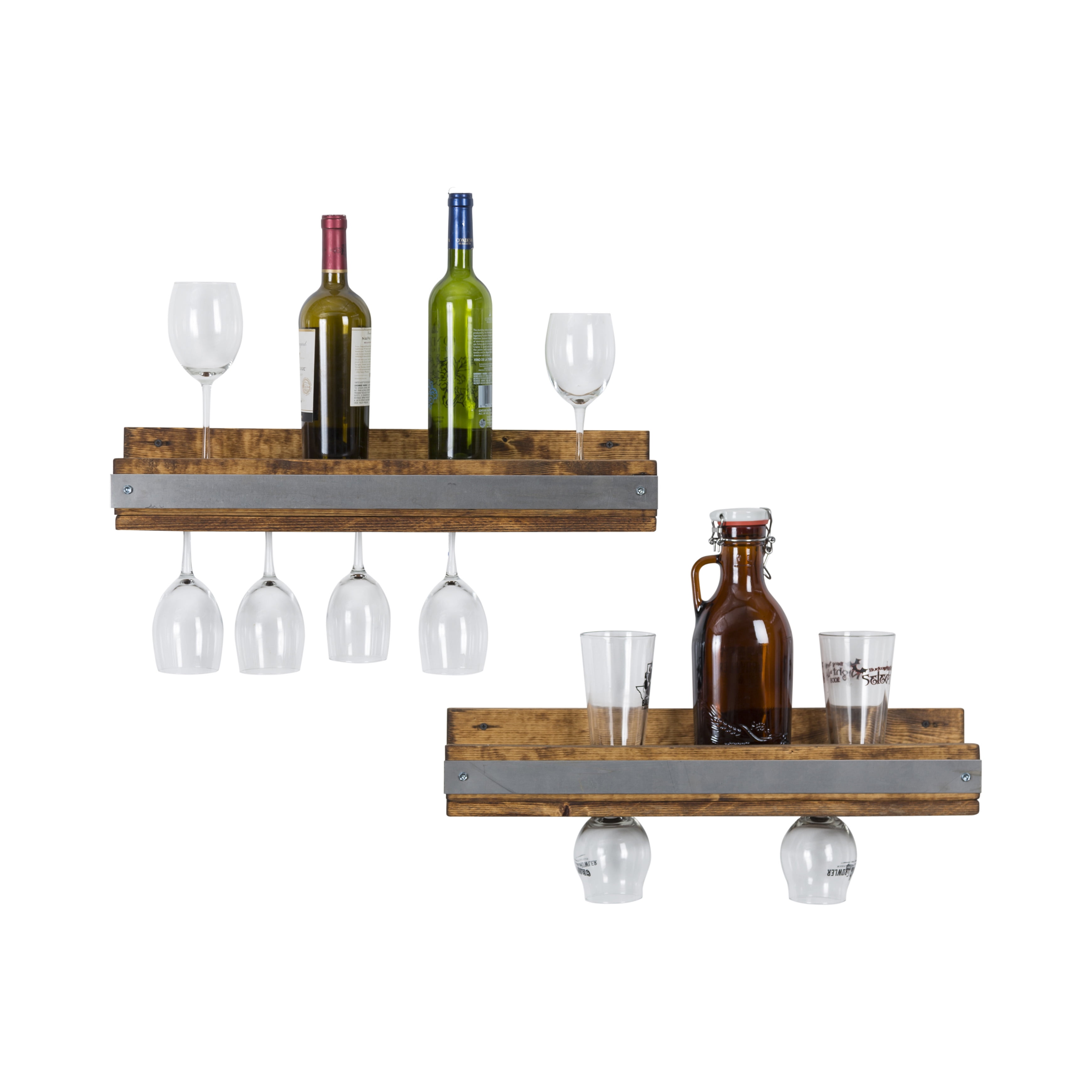 Rustic Luxe Shallow Stemware Racks, Set of 2 Industrial