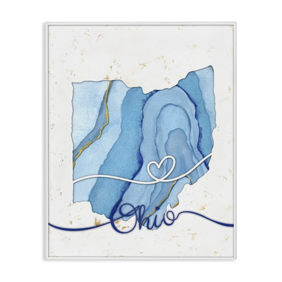 Stupell Industries Glam Ohio Agate Blue US State Design Canvas Art, 16 x 20, by Ziwei Li