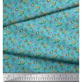 thumbnail image 3 of Soimoi Blue Rayon Fabric Leaves,Insect & Floral Artistic Decor Fabric Printed BTY 56 Inch Wide, 3 of 3