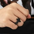 thumbnail image 4 of Stainless Steel Christian Sideways Cross Signet Style Ring, 4 of 8