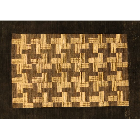 Ahgly Company Indoor Rectangle Abstract Brown Modern Area Rugs, 4' x 6'