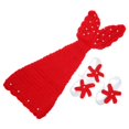 thumbnail image 3 of 1 Set/3PCS Lovely Newborn Mermaid Photography Props Baby Costume Infant Knitting Crochet Sweater Cosplay Tail Suits (Red), 3 of 3