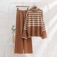 thumbnail image 2 of clear 50% off wycnly Sweater Sets for Women Turtleneck Sweater for Women Winter Cozy Knitted Pullover Sweater and Wide Leg Lounge Sets Fashion Striped Print 2 Piece Outfits Matching Set Holiday, 2 of 3