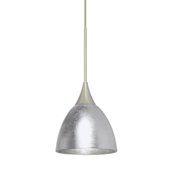 1XT-1758SF-LED-SN-Besa Lighting-Divi-One Light Cord Pendant-3.38 Inches Wide by 2.63 Inches High-Satin Nickel Finish-Silver Foil Glass Color-LED