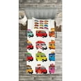 thumbnail image 3 of Ambesonne Truck Quilted Bedspread Set 2 Pcs, Colorful Food Trucks, Twin Size, Multicolor, 3 of 3