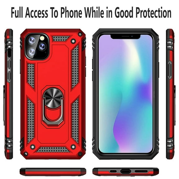 iPhone 12 Pro Max Case, STARSHOP Drop Protection Ring Kickstand Cover- Red