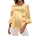 thumbnail image 2 of aidice Long Sleeve Shirts for Women Round Neck Flare Sleeve Loose Striped Pullover Casual Blouses Tops, 2 of 7