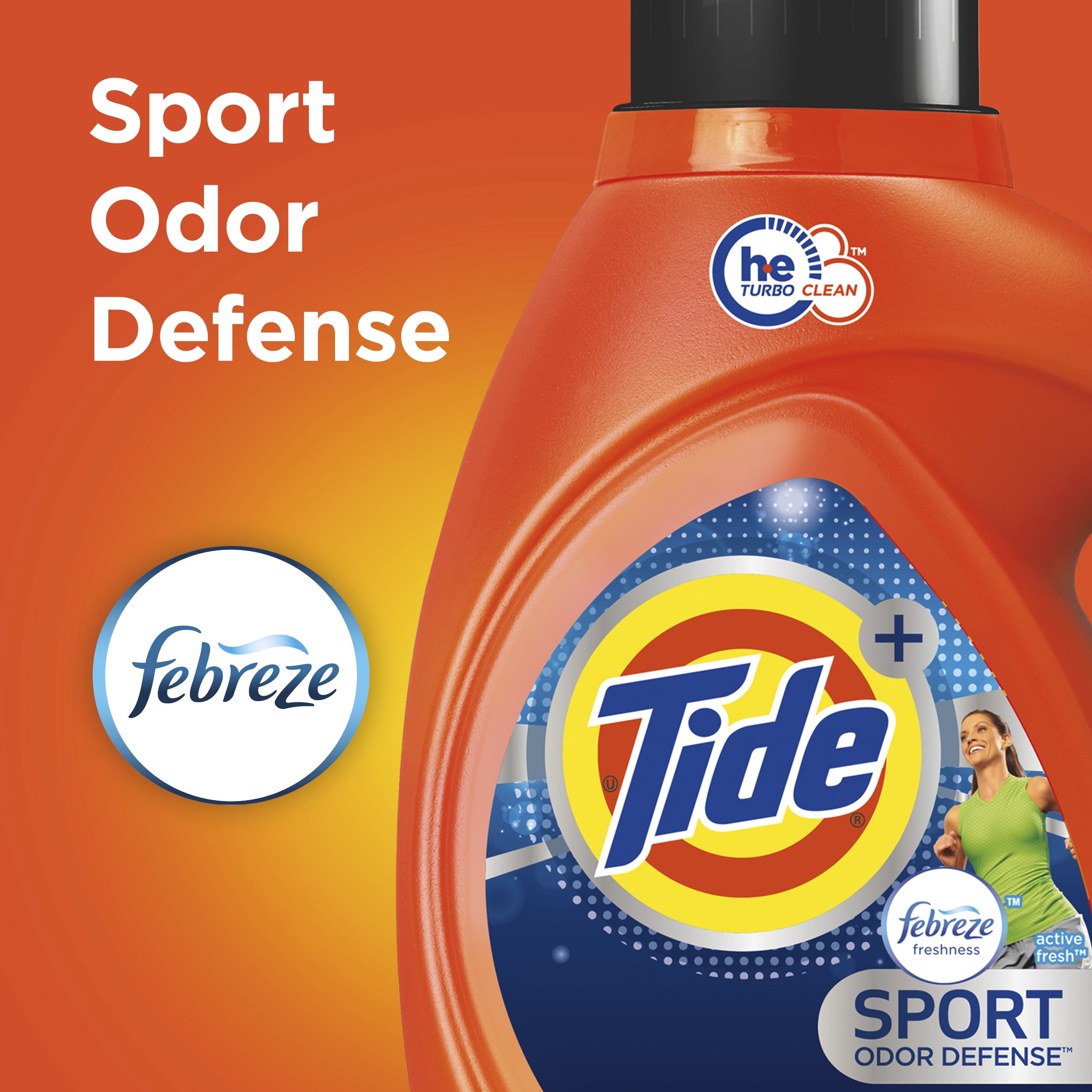 Tide plus Febreze Sport Odor Defense HE Turbo Clean Liquid Laundry Detergent, Active Fresh Scent, 59 loads, 92 oz