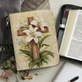 thumbnail image 3 of FOR U DESIGNS Lily Cross Pattern Bible Cover Case Lightweight Bible Carrying Case Faux Leather Book Cover Bibles Organizer Cases Bible Carrier with Shoulder Strap, M, 3 of 7