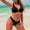Black, variant on Women's Bikini Set High Cut Triangle Tie Swimsuit Two Piece Shoulder Straps Bathing Suit Pink M(M)