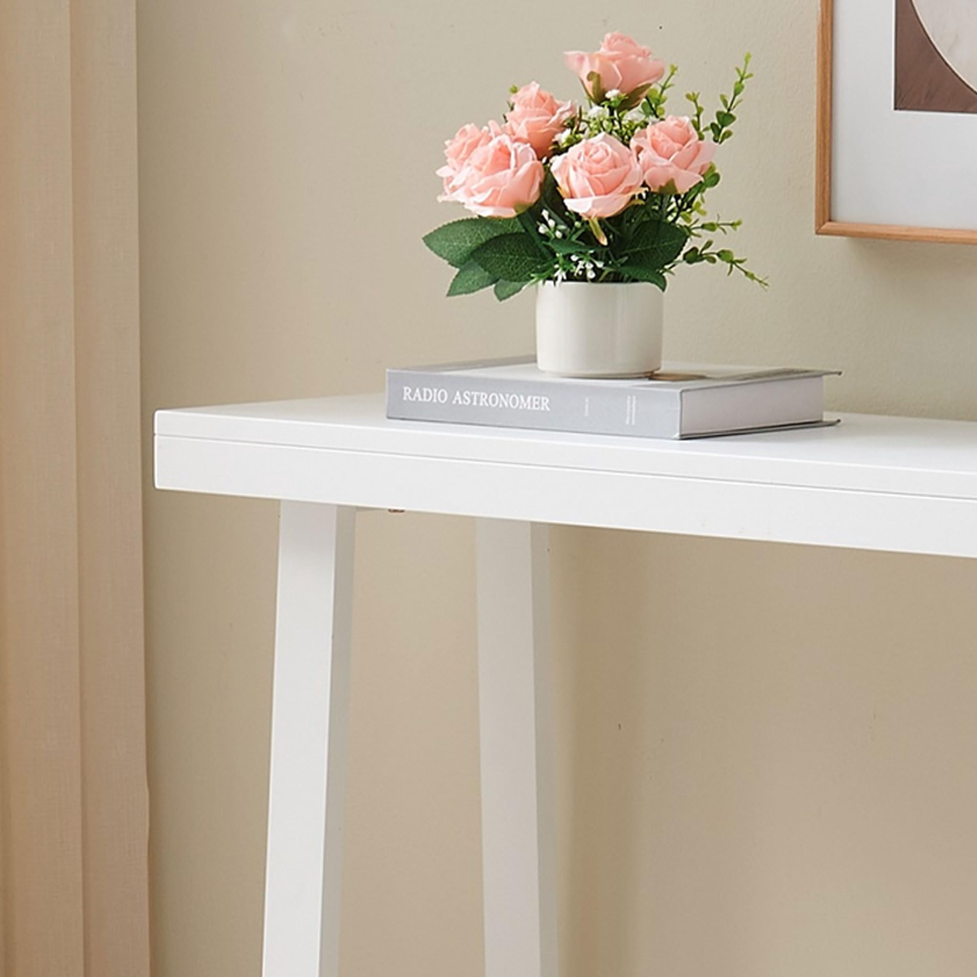 Kings Brand Furniture Claude 36-Inch Console Entryway Table, Narrow Sofa Table for Behind Couch, Hallway, Bedroom, Living Room, Foyer, White