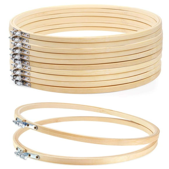 Aros para bordar Caydo, 30 cm, redondos, de madera, 12 unidades