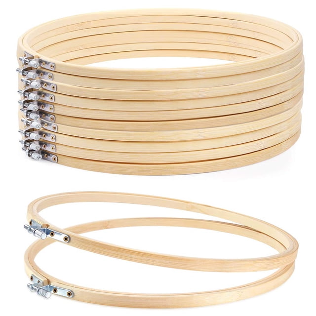 Aros para bordar Caydo, 30 cm, redondos, de madera, 12 unidades